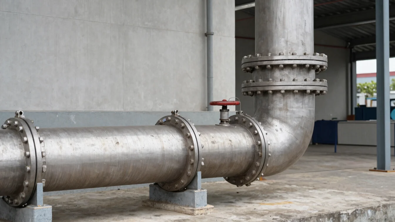Technical photograph of a gas-fired furnace and its flue connecti